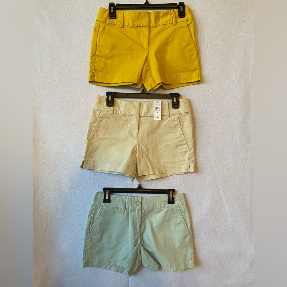 3 NEW - LOFT Shorts R-8” I-4” Size 00